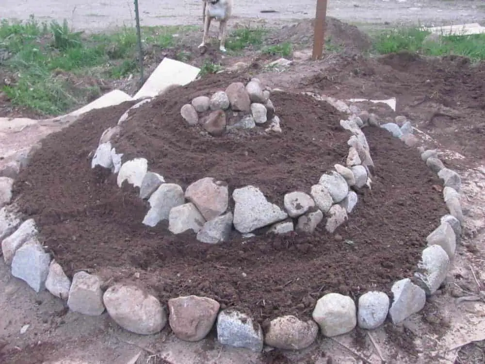 Spirale di erbe in pesticultura