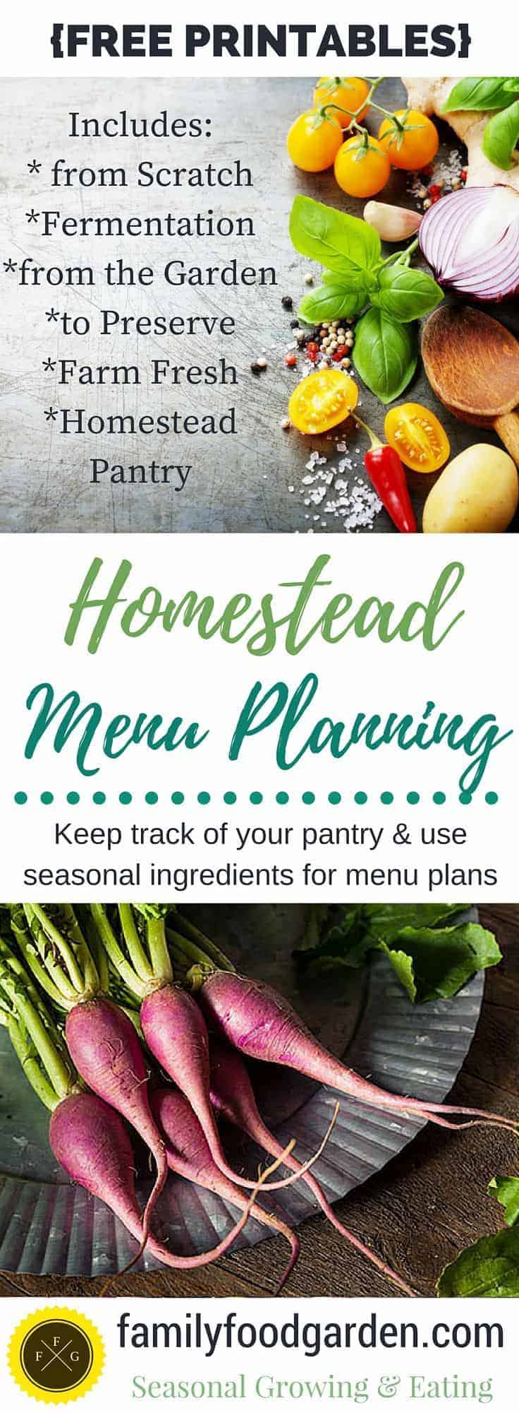 Seasonal Menu Planning {FREE PRINTABLES} for Homesteaders 