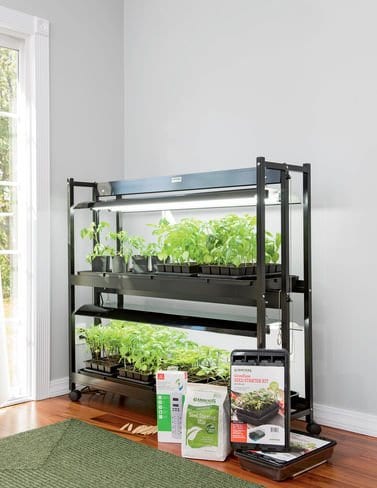 Indoor seed starting kit with grow lights & stand