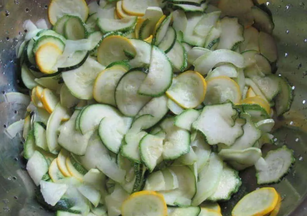 Sliced Kirby cucumbers/ summer squashes