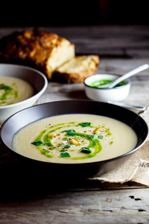 Celeriac & roast garlic soup