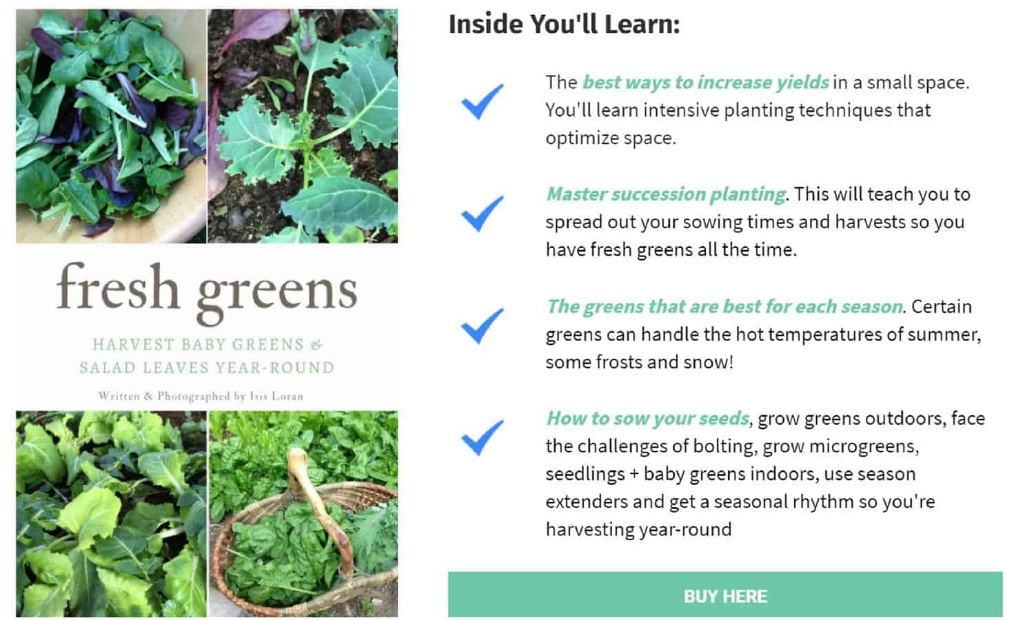 Fresh Greens book- Grow Greens & Salad Leaves Year-Round