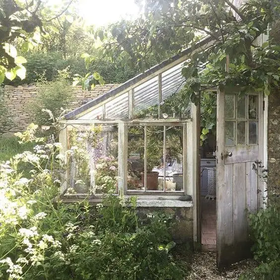 lean to greenhouse cottage garden