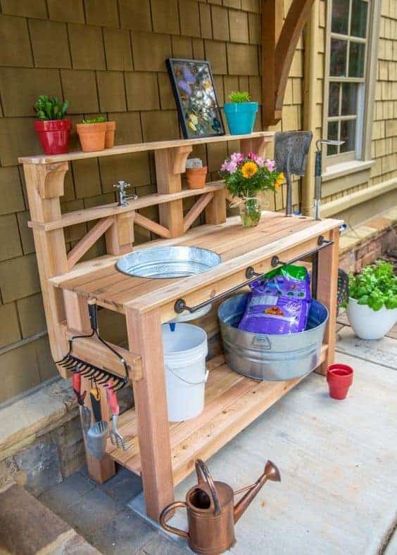 Beautiful Garden Potting Bench Plans + Ideas Family Food ...