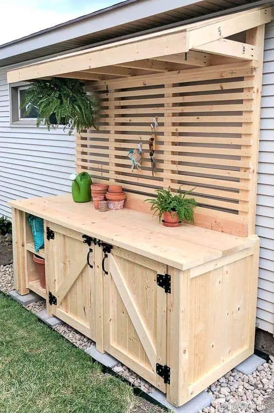 Potting Table With Hidden Garbage