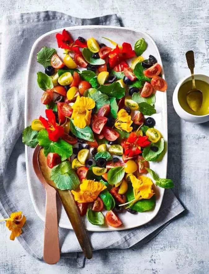 Tomato and Nasturtium Salad With Elderflower Dressing