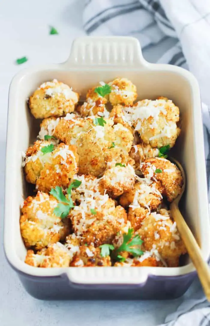 Crispy Garlic Parmesan Roasted Cauliflower