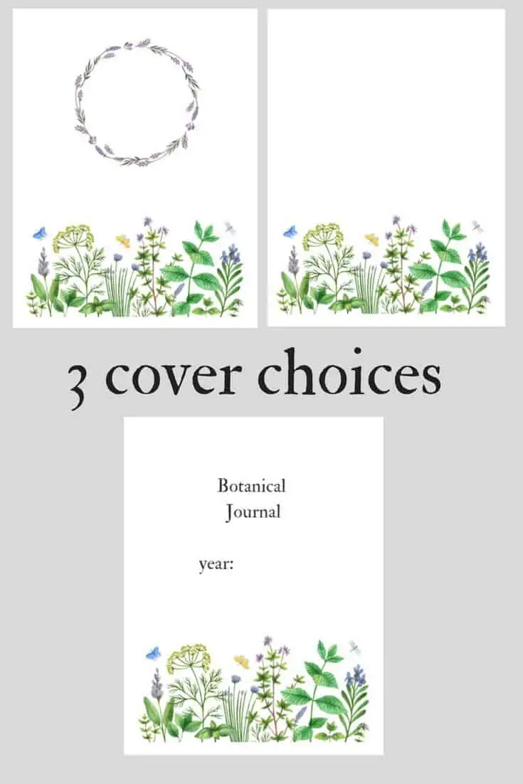 Botanical Journal Three (3) Cover Choices
