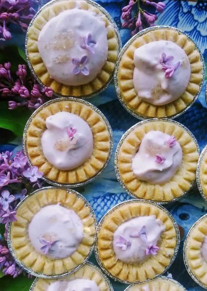 Lilac custard tarts