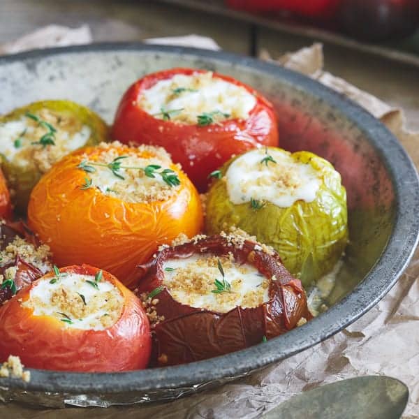 Goat Cheese Stuffed Heirloom Tomatoes