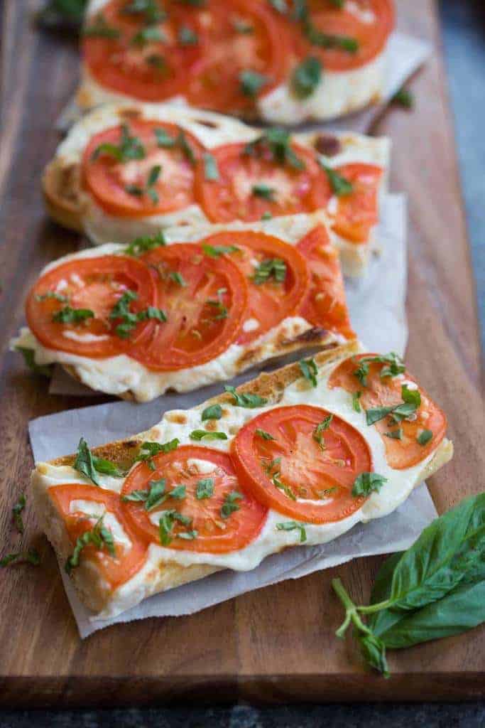 Tomato Basil Mozzarella Toasts