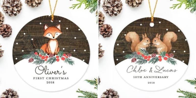 Woodland Christmas tree ornaments