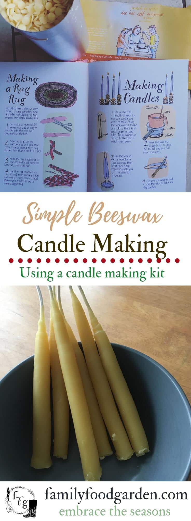 Candle making is an enjoyable way to enjoy the winter Christmas season. They make a great gift too! Candle making kit review using hand dipping beeswax candle making #candles #candlemaking #beeswax #simpleliving #homestead #homesteading #homeschool #kidscrafts #christmas #homedecor #wintersolstice #hygge