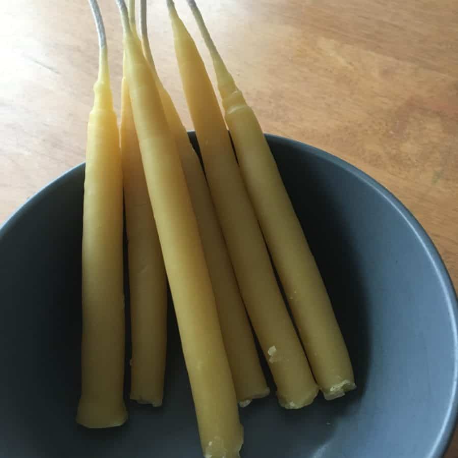 Beeswax candle making using a kit