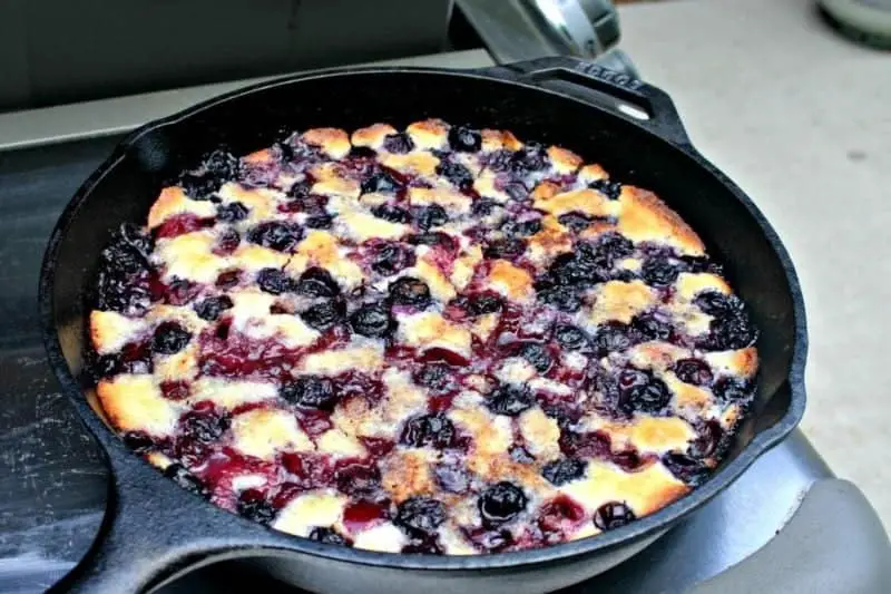 Cherry Cobbler made in a Cast Iron Pan