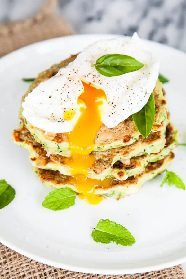 Zucchini Feta Fritters with Poached Eggs