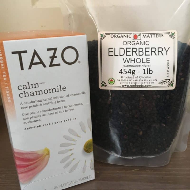 Chamomile tea and elderberry syrup are great for kids