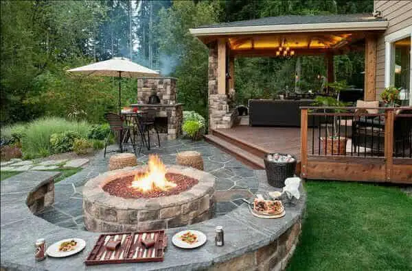 Natural Stone Braai Area with Firepit